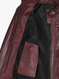 Maroon Womens Real Lambskin Leather Motorcycle Jacket