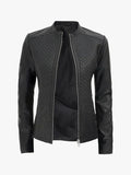 Maude Women’s Textured Cafe Racer Leather Jacket