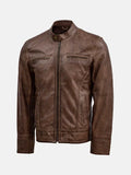 Men's Brown Leather Waxed Jacket