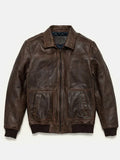 Men's Maverick Brown Leather Bomber Jacket