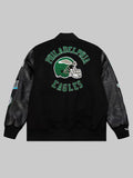 Men's Mitchell & Ness Black Philadelphia Eagles Blackout Collection Vintage Logo Full-Snap Varsity Jacket