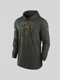 Men_s Nike Forest Green Chicago Bears 2025 Salute to Service Sideline Dri-FIT Light weight Hooded Pullover