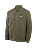 Men_s Nike Olive Pittsburgh Steelers 2025 Salute to Service Sideline Full-Zip Bomber Jacket