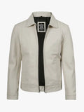 Men’s Off White Leather Harrington Jacket
