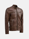 Men's Waxed Leather Brown Jacket