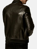 Mens Classic Black Leather Jacket Back Pose