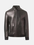 Mens Classic Black Leather Jacket Front