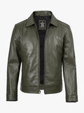 Mens Classic Shirt Collar Leather Jacket