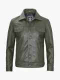 Mens Four Pockets Olive Green Jacket