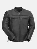Mens Rider Black Leather Jacket Front