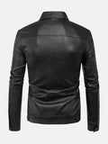 Mens Turn Down Collar Leather Jacket Back
