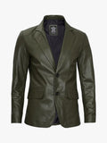 Mens Two Button Leather Blazer