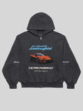 Mens Balenciaga I Automobili Lamborghini Zip-up Hoodie Black Faded
