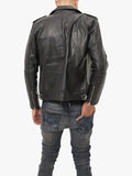 Mens Clyde Genuine Black Leather Motorcycle Jacket