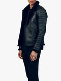 Mens Kay Michaels Black Leather Shearling Jacket