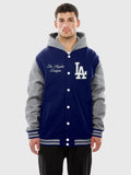 Mens Los Angeles Dodgers New Era Blue and Grey Hoodie Jacket