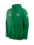 Mens Nike Kelly Green Philadelphia Eagles Sideline Alt Pack Anorak Half-Zip Hoodie Jacket