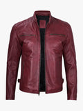 Mens Real Leather Burgundy Jacket