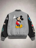 Mickey & Friends Disney Varsity Jacket Grey and Black
