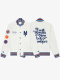 New York or Nowhere Nyon x Mets Motto Cream Varsity Jacket