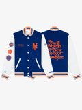 New York or Nowhere Nyon x Mets Motto Varsity Jacket Blue and White