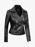 Ninfa Women Black Asymmetrical Biker Leather Jacket