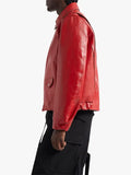 Nordstrom Red Leather Bomber Jacket Side