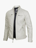 Off White Biker Café Racer Leather Jacket Men’s