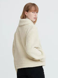 Off White Pile-Lined Fleece Jacket Uniqlo