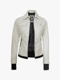 Off White Women’s Hooded Leather Jacket with Detachable Hood