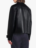 Officine Generale Leather Milan Bomber Jacket Black