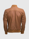 Quilted Tan Brown Bomber Jacket