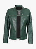 Real Green Biker Jacket For Women
