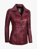 Real Leather Burgundy Blazer