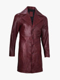 Real Leather Burgundy Car Coat