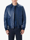 Shirt Style Collar Bomber Blue Jacket