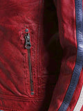 Steven Cafe Racer Red Leather Jacket