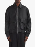 Studio Nicholson Black Leather Piston Bomber Jacket