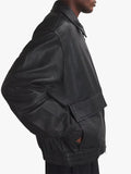 Studio Nicholson Leather Piston Bomber Black Jacket