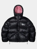 Stussy-Puffer-Jacket-Black-Pink