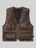 Supreme Leather Cargo Vest Brown