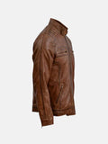 Tan Waxed Brown Leather Jacket