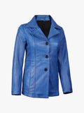 Three Button Waxed Leather Coat Women’s