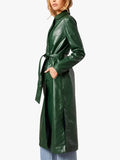 Trench Coat Long Sleeves Faux Leather