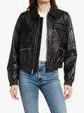 Uma Oversized Black Leather Women’s Amrika Jacket