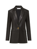 Veronica Beard Vegan Leather Dickey Jacket Blazer