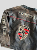 Vintage Italian Porsche Distressed Leather Jacket