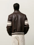 Wales Bonner Stussy Leather Jacket Brown