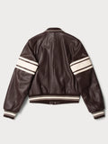Wales Bonner Stussy Leather Varsity Jacket Brown