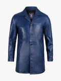 Waxed Blue Leather Coat